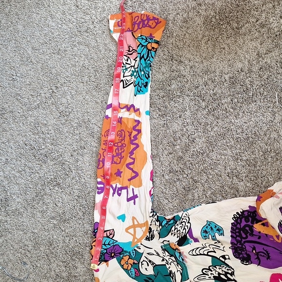 Milk and Honey rayon button-up v-neck blouse top - S - bird woman abstract print - Picture 8 of 9